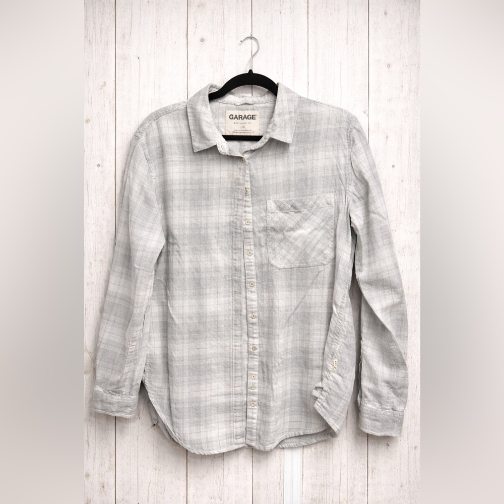 Garage Light Gray Plaid Casual Shirt